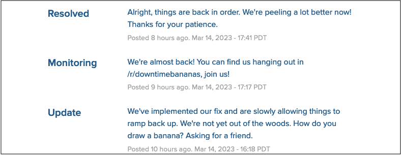 Reddit online after March outage